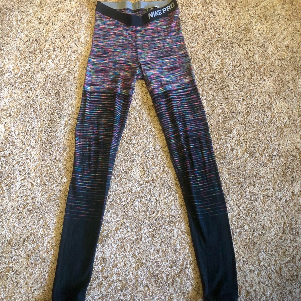 Nike Pro tie-dye brushed leggings❤️💛💙💜